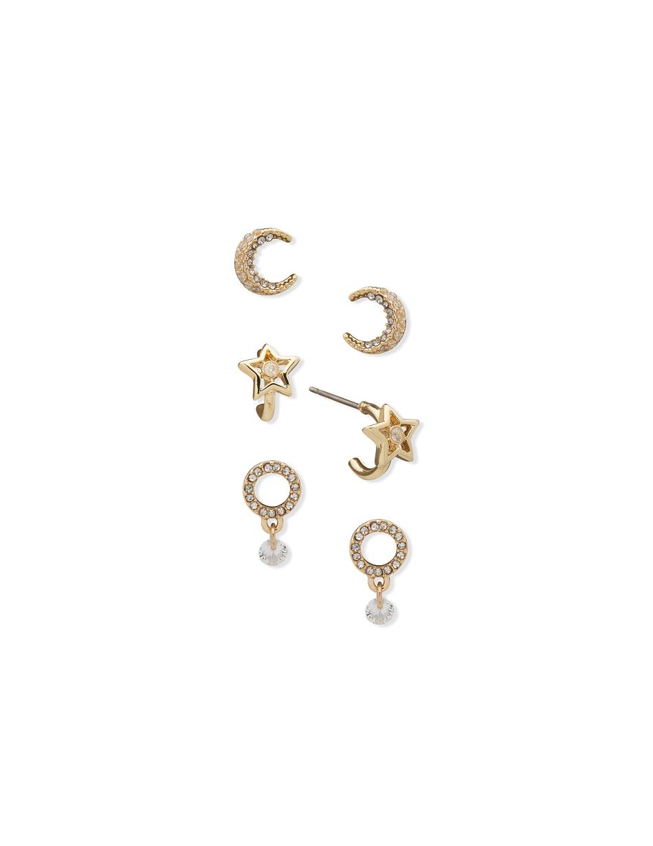 Earring Anne Klein Moon Star Pierced Earring Trio in Gift Box   | QUH-6934056